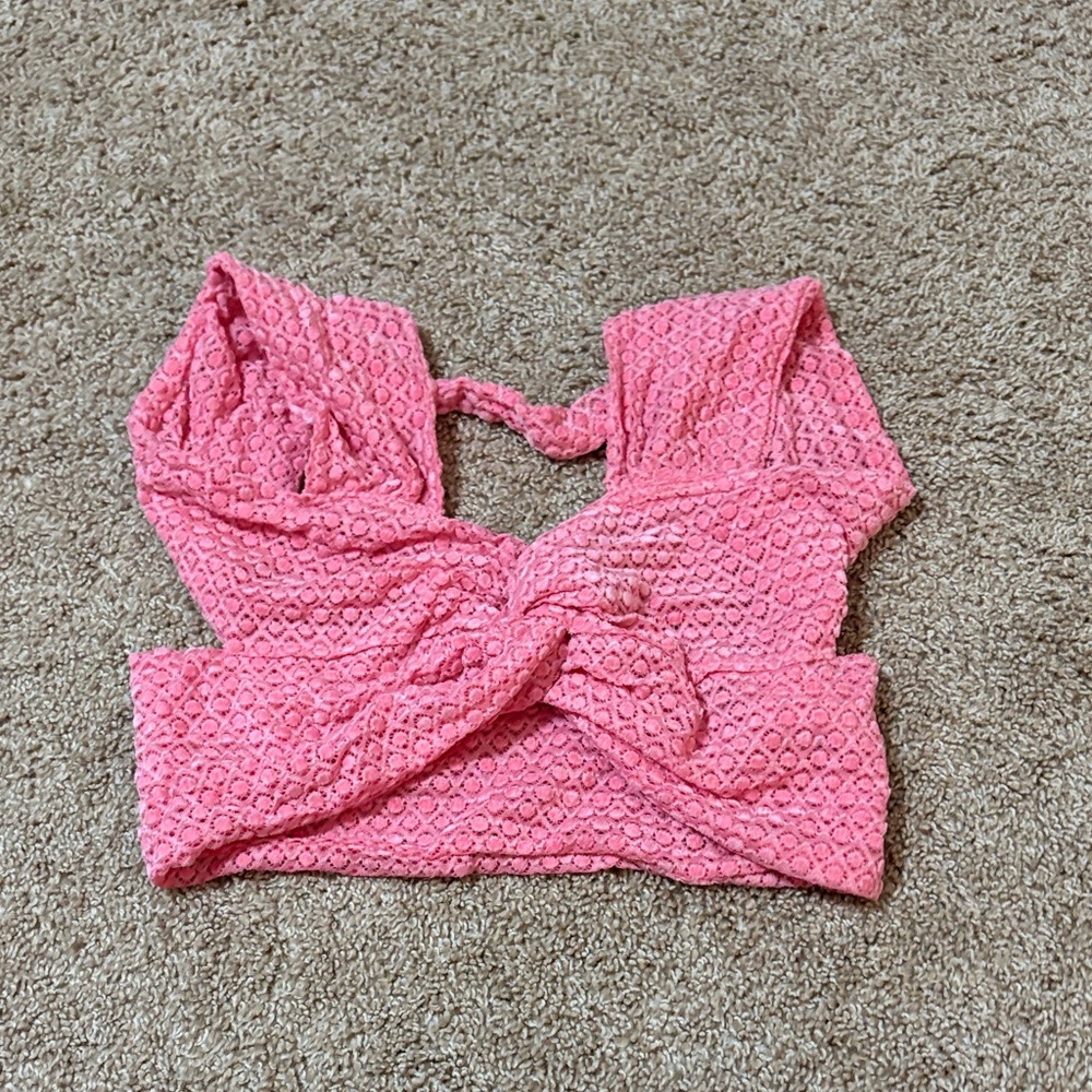 Pink Textured Crop Top
